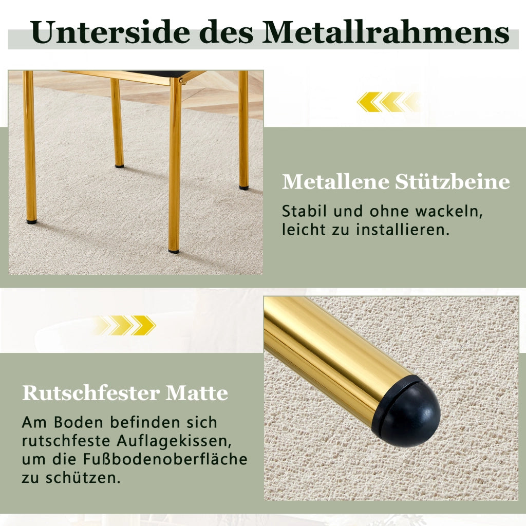 SEDIA da pranzo Set da 4 pezzi 93 cm PU Nero/Oro