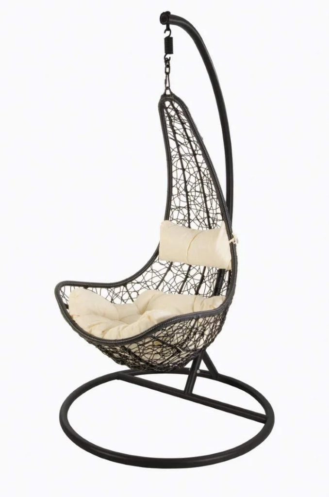 Poltrona PENSILE APERTA in polyrattan con cuscino