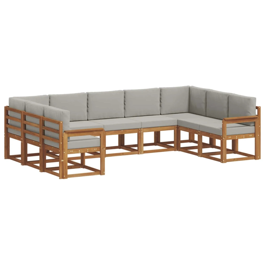 Set di divani da esterno 9 pcs Grigio Naturale e Chiaro 3366974