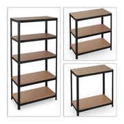 Scaffale per carichi pesanti con mobiletto portaoggetti a clip per cantina o garage 180 cm acciaio nero e MDF 13_0001062