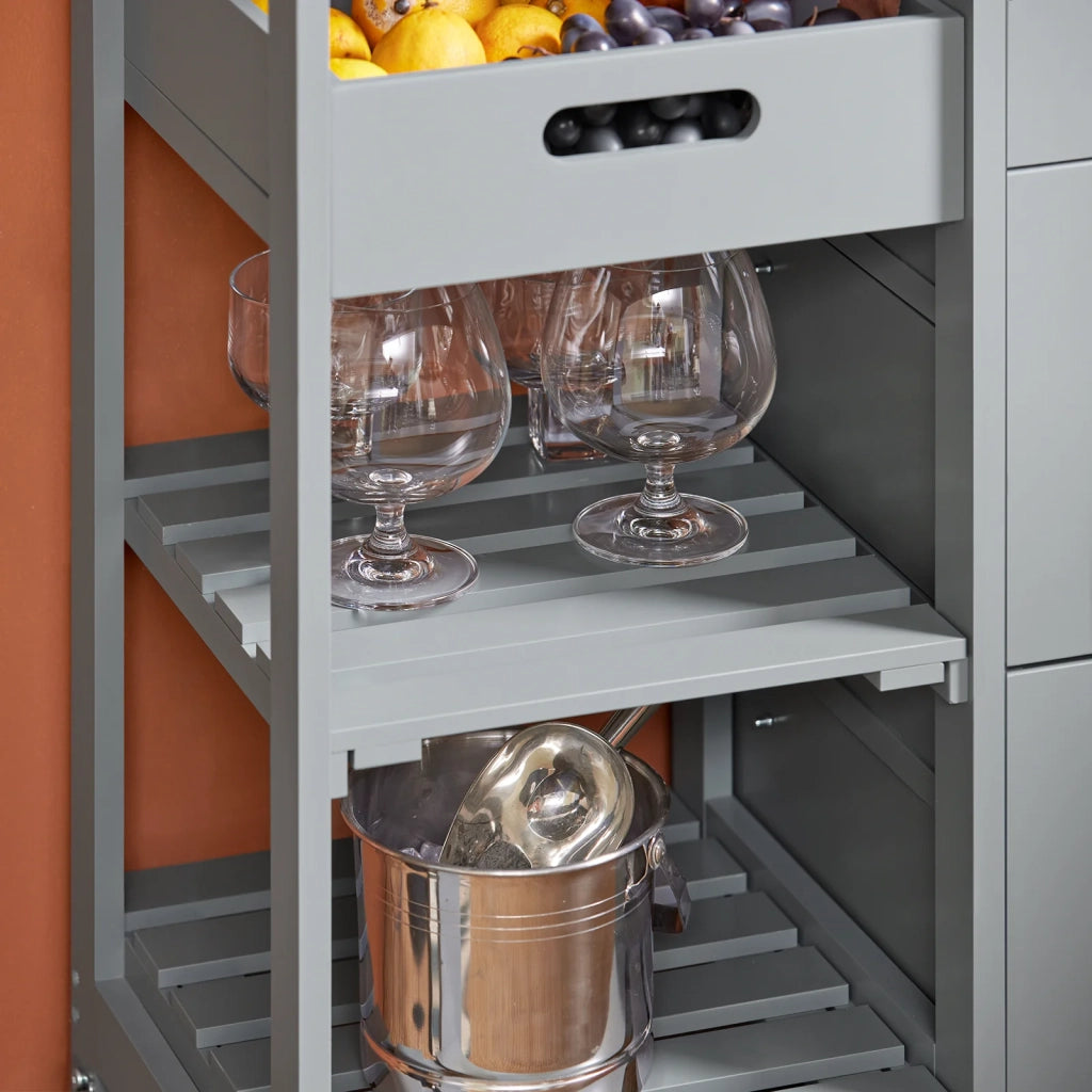 Carrello Cucina Credenza da Cucina o Bagno con 3 cassetti e 1 Cestino L68*P38*A85 cm colore grigio FKW79-HG