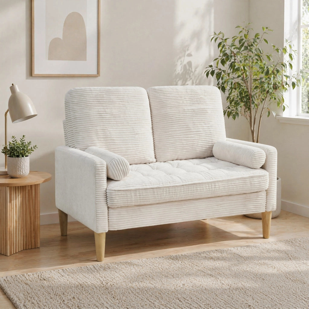 DIVANO 2 POSTI In velluto a coste 107 cm Beige