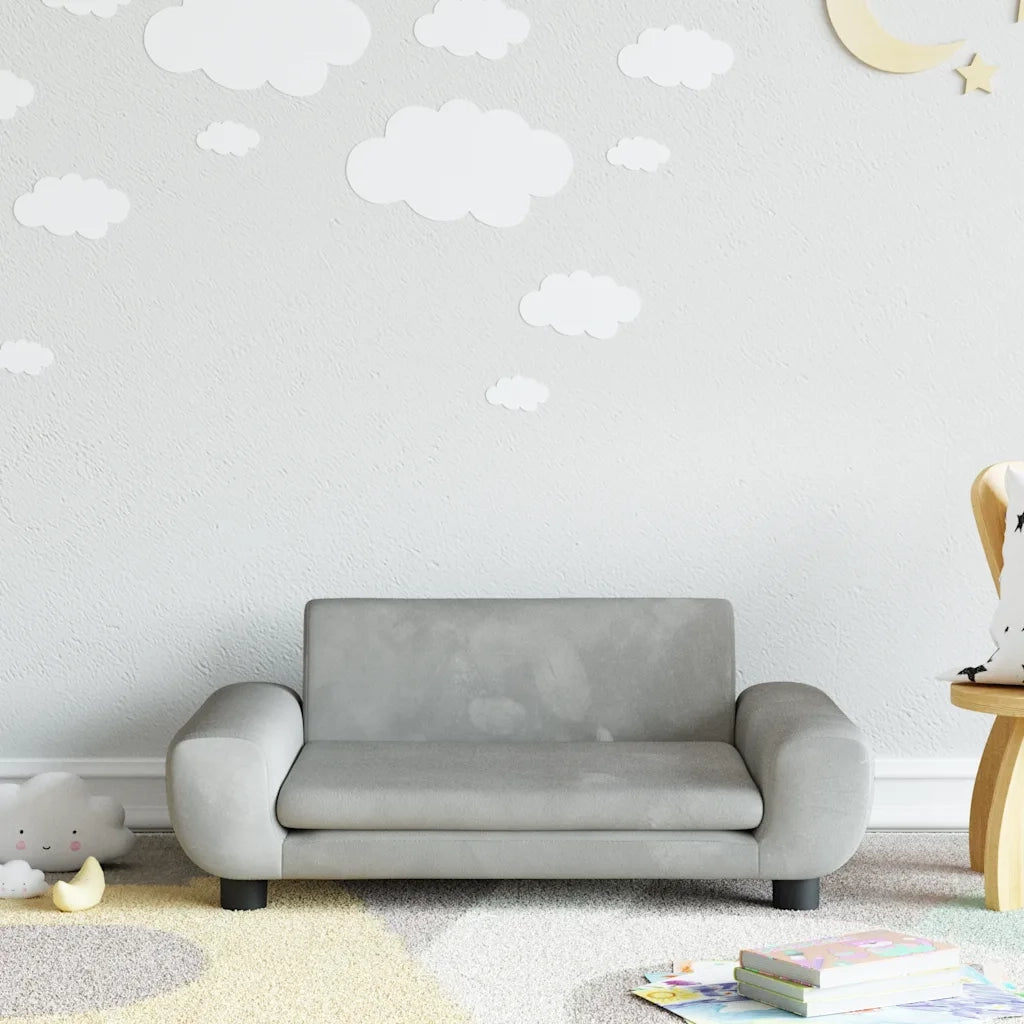 Divano per Bambini-Sofa-Divanetto Grigio Chiaro 70x45x33 cm in Velluto
