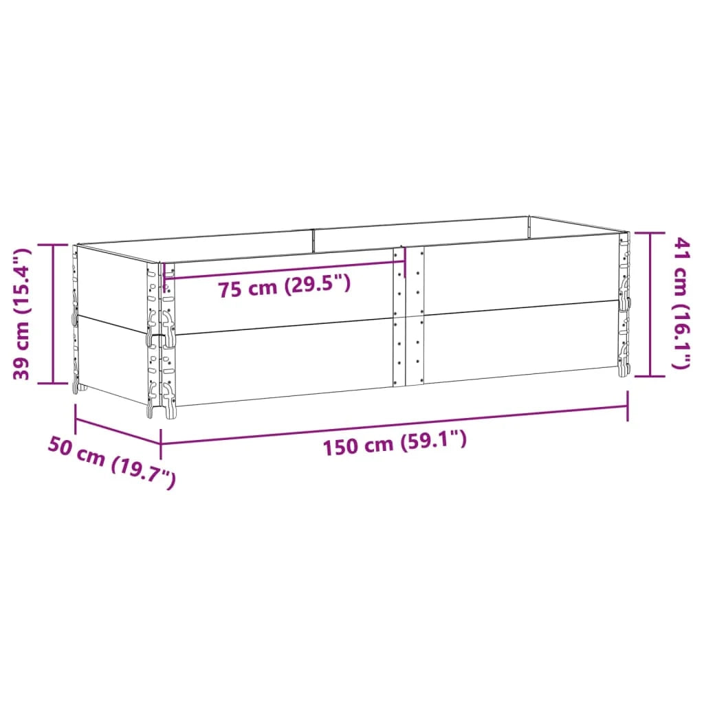 Vassoio per fioriera aiuola rialzata piante fiori terrazza giardino 150 x 50 cm legno massello di pino marrone 02_0037430