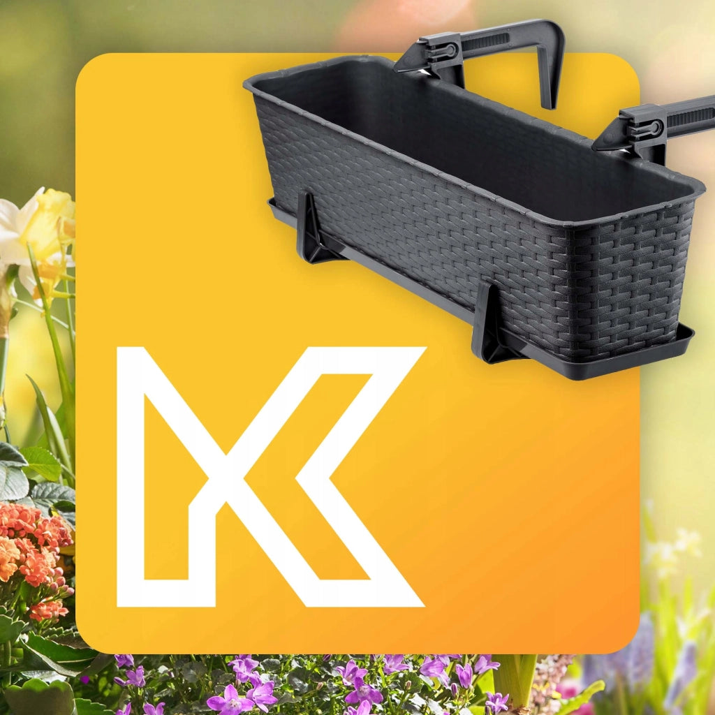 KADAX Set di 4 fioriere da balcone da 60 cm con manici e supporto color antracite