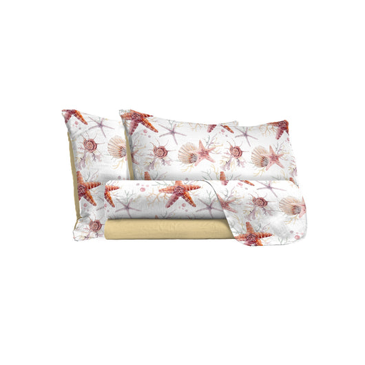 Set Lenzuola 1 Piazza e Mezzo con Stampa Sopra Sotto e Federe Startfish