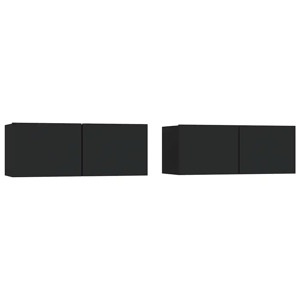 Mobili Porta TV 2 pz Neri 80x30x30 cm in Legno Multistrato 804536