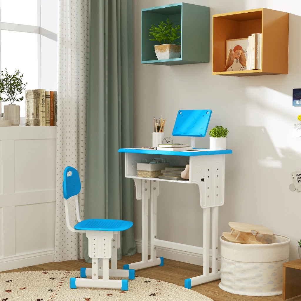 Scrivania per bambini con sedia ¨C zephmum ¨C 60x45x90-102 cm blu