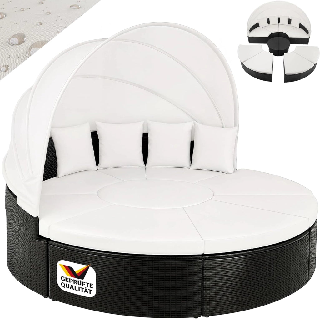 Isola Prendisole Polyrattan Ø230 Baldacchino Cuscini Lettino Set Lounge Componibile