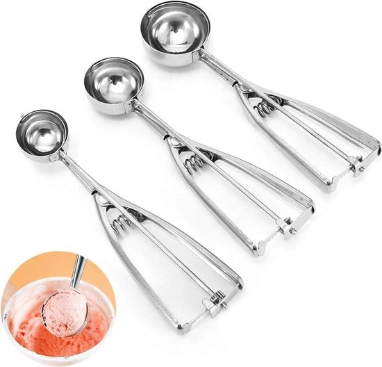 Set di 3 spatole in acciaio inossidabile con molla per gelato, biscotti, torta, impasto