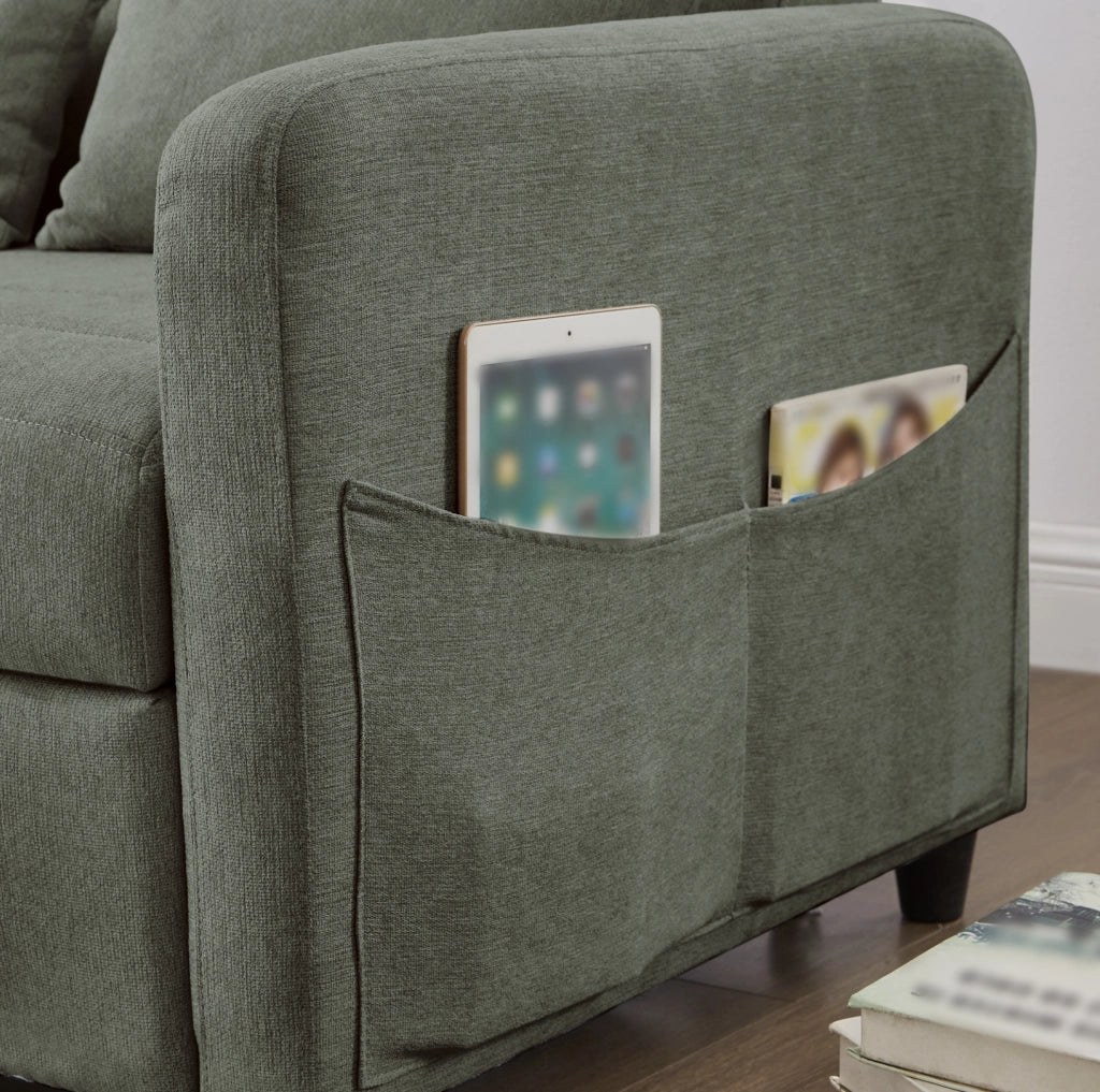 Divano letto 2 posti verde Army Green con schienale regolabile