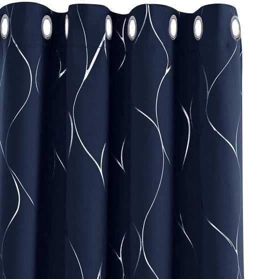 Tendaggi di oscuramento - opaco - isolanti - 2 pezzi - blu marino - 132 x 138 cm