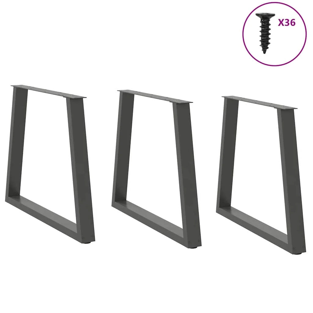 Set di 3 gambe per tavolo da pranzo moderne e geometriche 80 x 73 cm con piedini regolabili in acciaio antracite 02_0056878