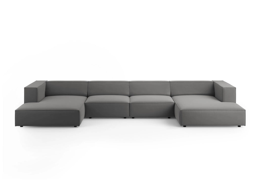 Cosmopolitan Design - Divano panoramico "Arendal" 6 posti in velluto cemento 