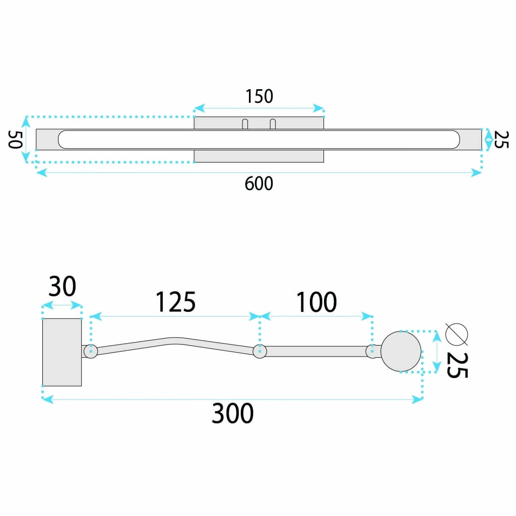 Applique Da Bagno Led Swe026-1w 60cm Black