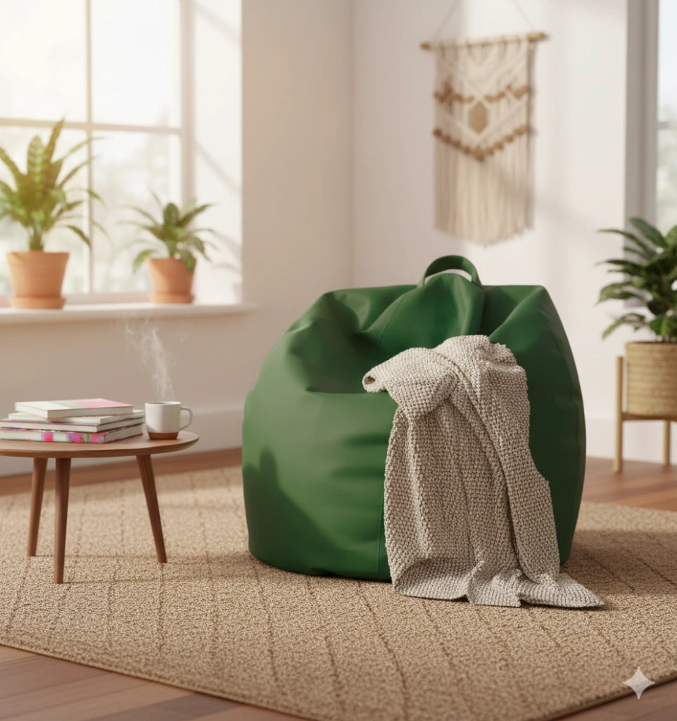 Poltrona a Sacco Pouf in Similpelle Verde Avalli