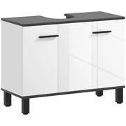 Mobile Sottolavabo Bagno con Armadietto ¨C zephmum ¨C Bianco Lucido 80x34x60 cm