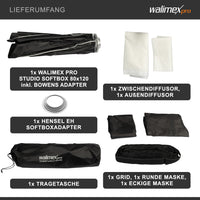 Studio Softbox 80x120cm + adattatore softbox per Hensel Expert, ruotabile a 360°, facile da montare grazie alla funzione ombrello, include griglia, maschere