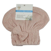 Trade Shop - Cuffia Asciuga Capelli Asciugamano Doccia Morbido Assorbente Fiocco Rosa 79625 -