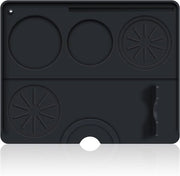 Mat di Tamper - grande formato - con cassetto per tamper, distributore e cucchiaio - mat anti-slip in silicone - protegge il piano di lavoro - per barista professionista e casalingo - gomme in silicone