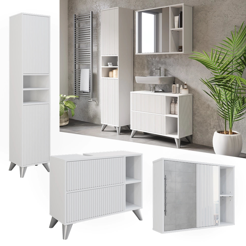 Vicco Set di mobili da bagno Bianco 80 cm, set 3