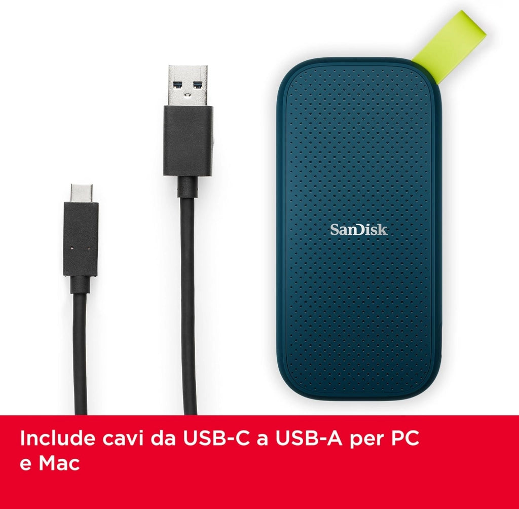 SSD Portatile 2 TB (SSD externa con velocità di lettura fino a 800 MB/s, resistente alle cadute da un massimo di due metri, gancio in gomma) Monterey