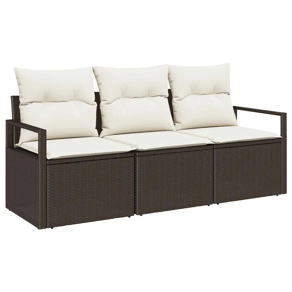 Set di divani 3 pcs Marrone polyrattan