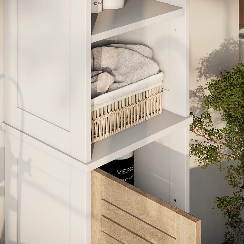 Vicco Armadio per il bagno Bianco/quercia 35 x 173 cm con 6 scomparti