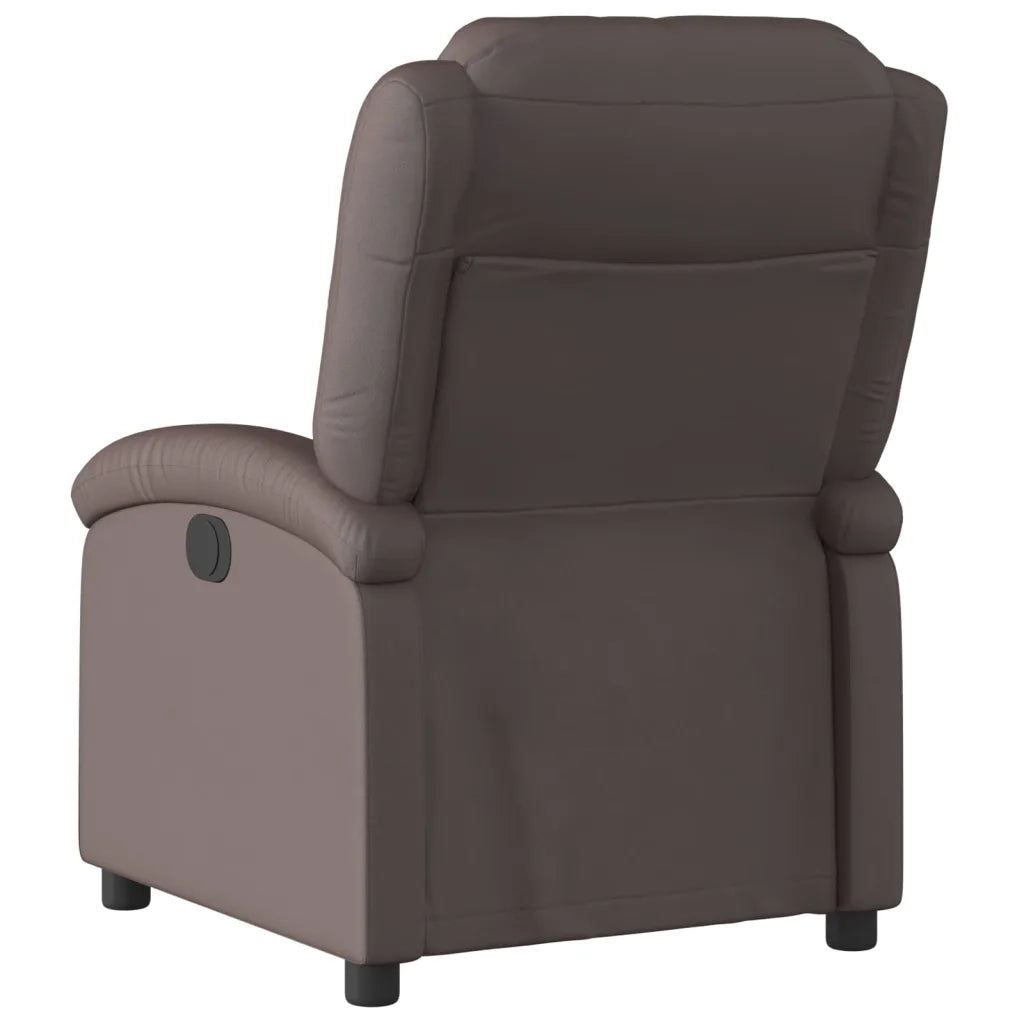 Poltrona reclinabile in Vera Pelle Marrone Scuro 3205921