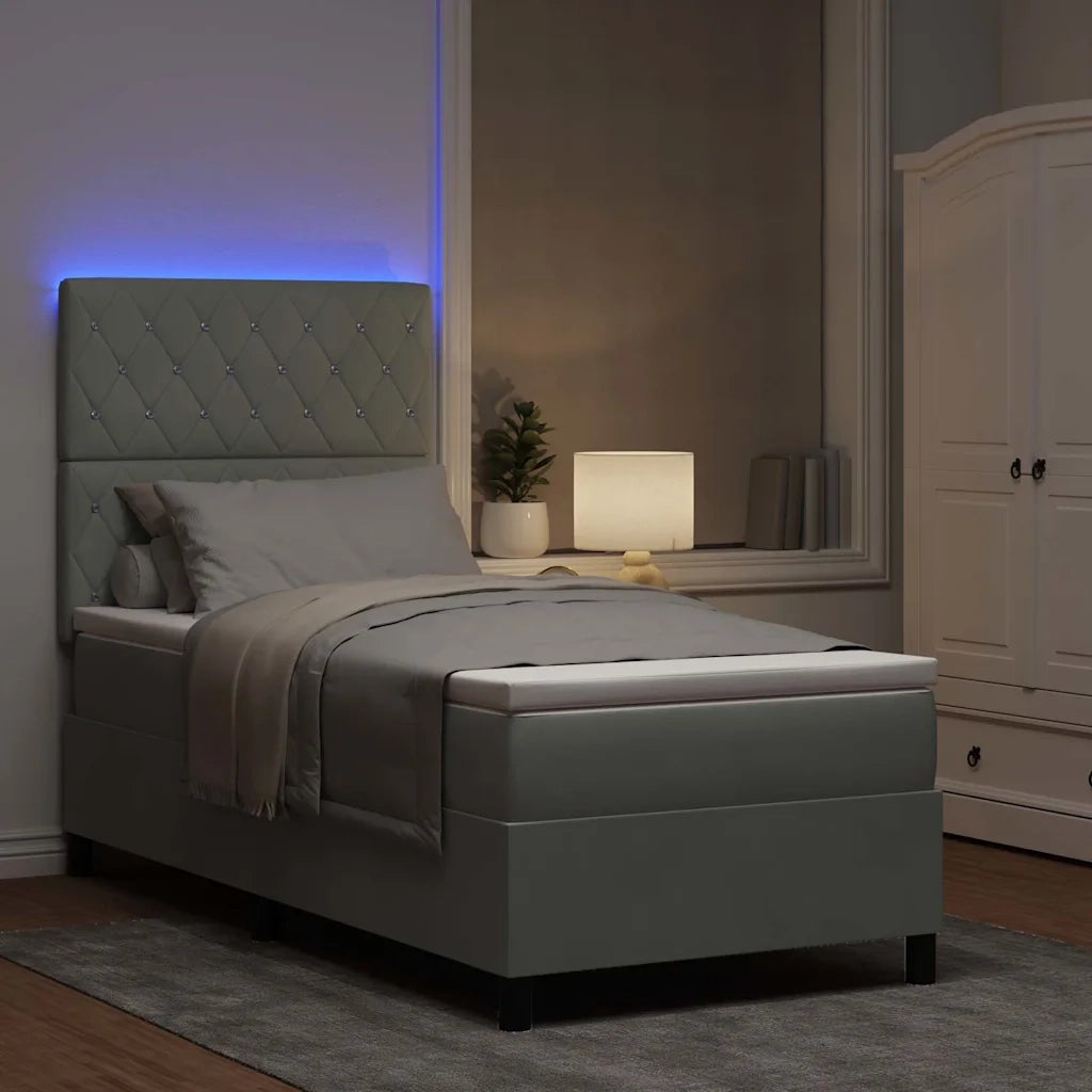 Letto a Sorgente LED Grigio chiaro 90 x 200 cm Velluto 3343220