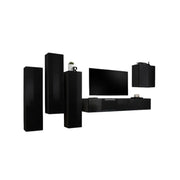 Set mobili salotto SWITCH III - Nero lucido - Mobile TV e contenitori sospesi design