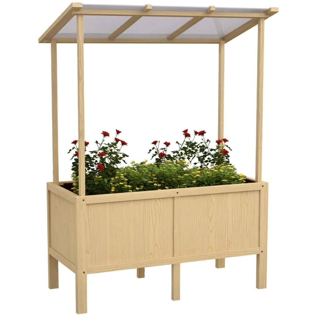 Hochbeet da giardino con tetto ¨C zephmum ¨C in legno di abete, 110x60x152 cm