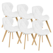 Set 6 Sedie Älmhult con Rivestimento in Similpelle Trapuntata - Bianco [en.casa]