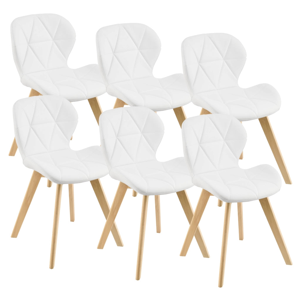 Set 6 Sedie Älmhult con Rivestimento in Similpelle Trapuntata - Bianco [en.casa]