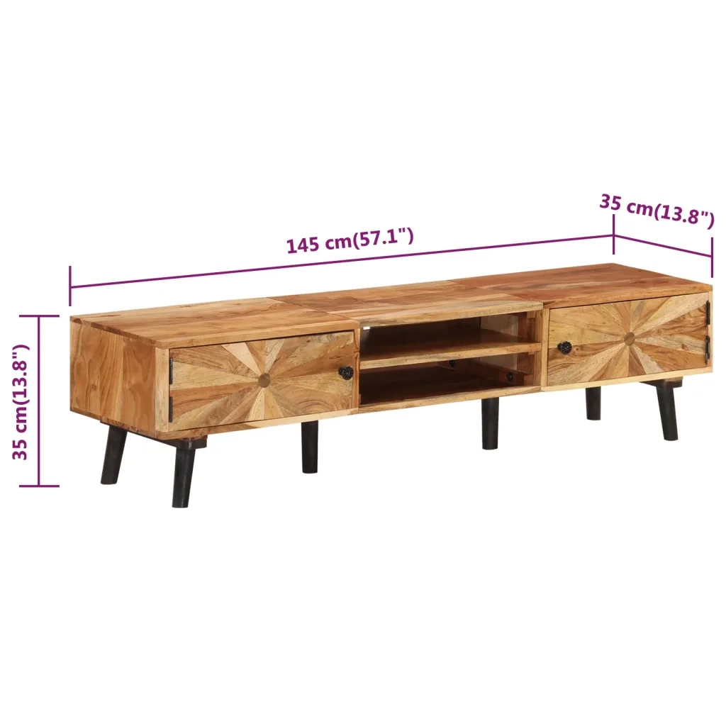 Mobile Porta TV 145x35x35 cm in Legno Massello di Acacia cod mxl 60371