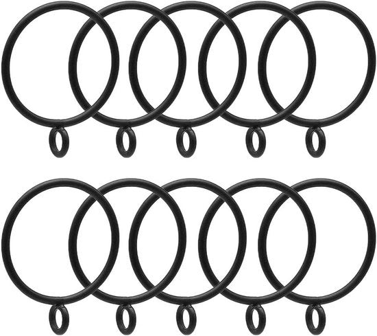 Set di 40 anelli neri per tenda con maniglia (diametro 6,6 cm) - Anelli decorativi con occhielli inclusi