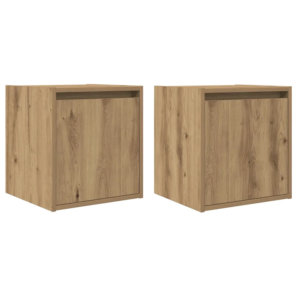 Comodini a Muro 2 pz-Set di 2 Tavolino da notte Rovere Artigianale 38x34x40 cm