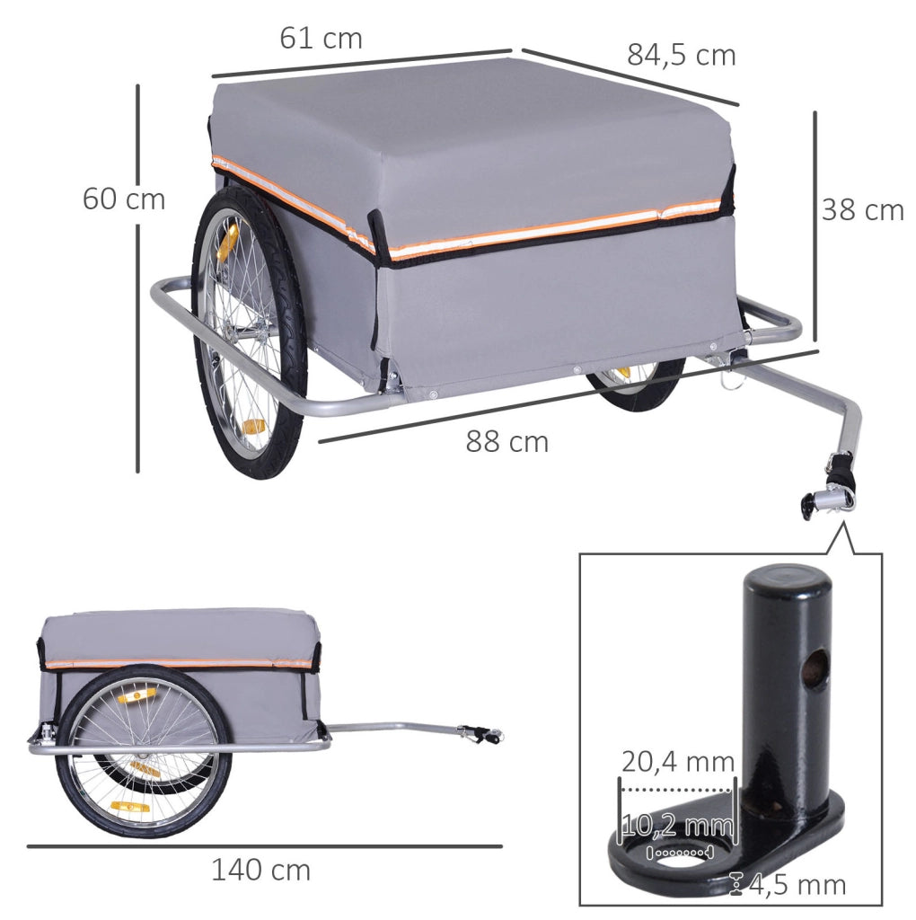 Rimorchio da carico per bicicletta, 40 kg, grigio