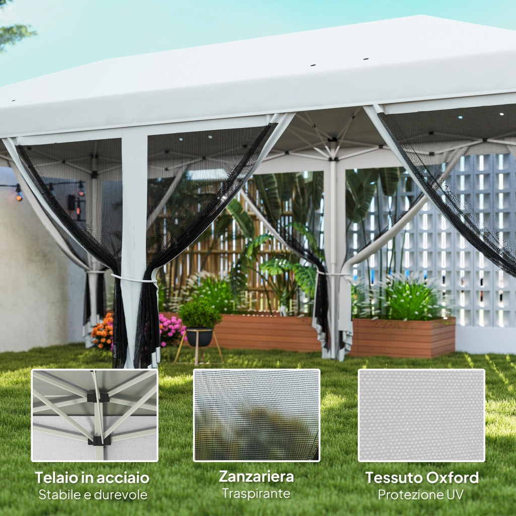 Gazebo Pieghevole 6x3 m ¨C zephmum ¨C Acciaio, Tende Zanzariera, Crema