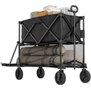 Carrello da Giardino ¨C zephmum ¨C 200 kg Capacit¨¤, 369.5 Litri, 2 Livelli, Nero