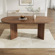 Tavolo da pranzo per 6-8 persone con piano da 18 mm e angoli arrotondati, stile moderno, in MDF, noce