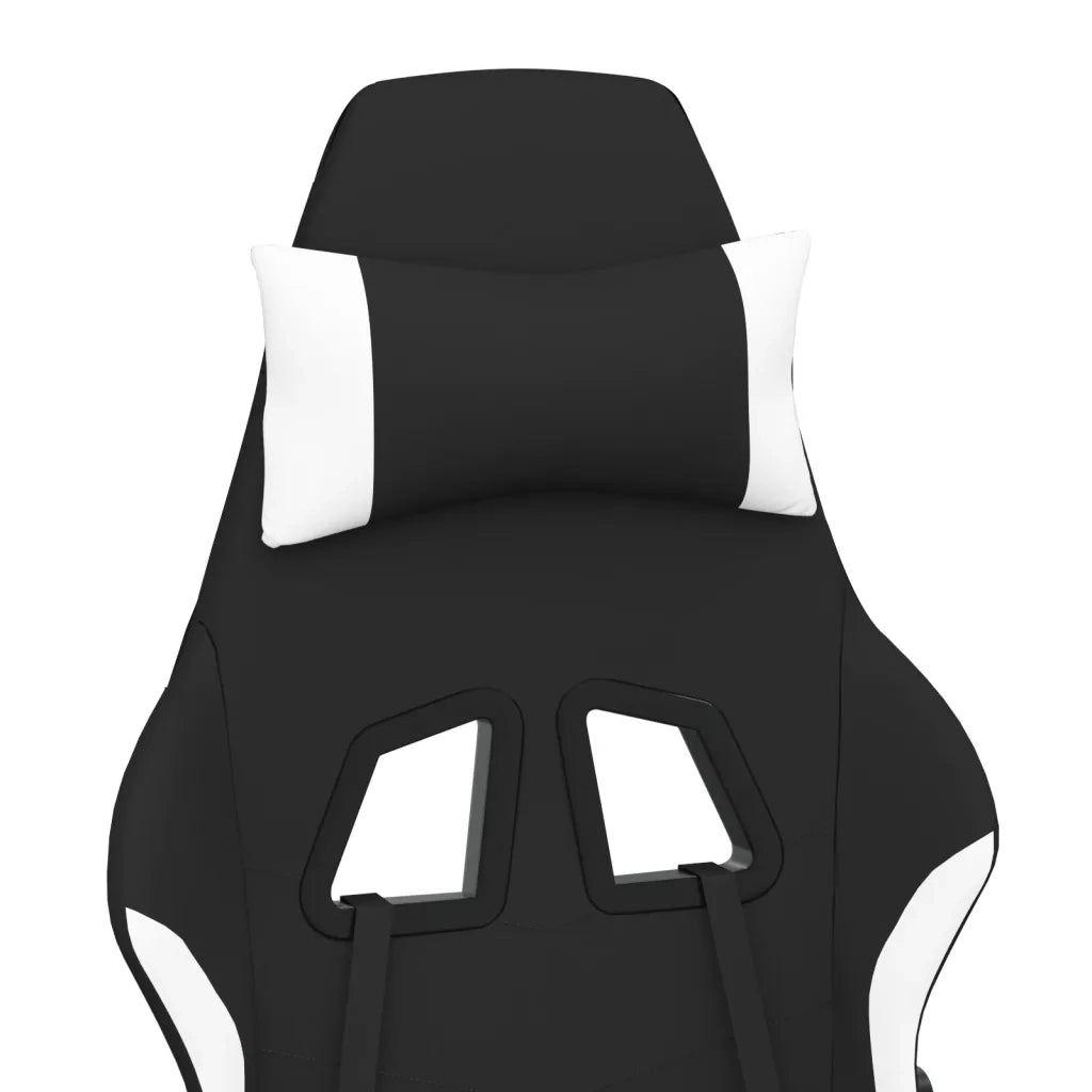 Sedia da Gaming | Sedia da e-sports con Poggiapiedi Nero e Bianco in Tessuto