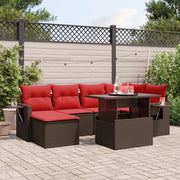Set Divani da Giardino 7 pz con Cuscini Marrone in Polyrattan 3268054