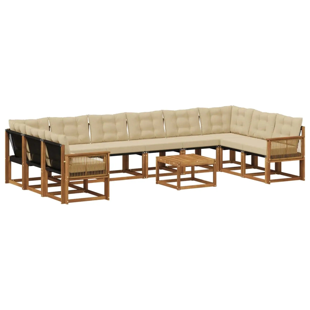 Set di divani da esterno con cuscino 11 pcs Naturale e Beige 3382261