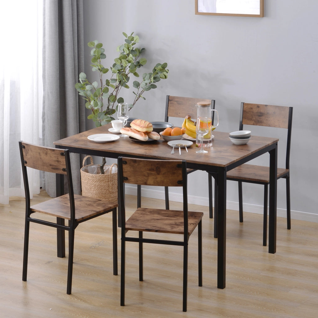 Set Tavolo da Pranzo con 4 Sedie ¨C Xylo ¨C Legno Vintage Marrone