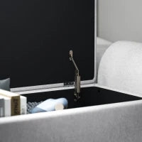 Panca Contenitore Fondo Letto con Braccioli in Tessuto, Gambe in Legno e Vano da 53.8L, 132x42x50 cm, Grigio