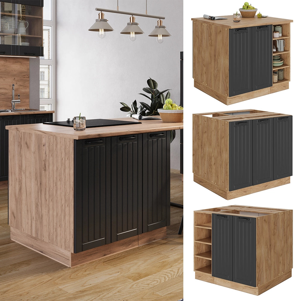 Vicco isola cucina Grigio scuro 90 cm con cassetto, senza piano di lavoro