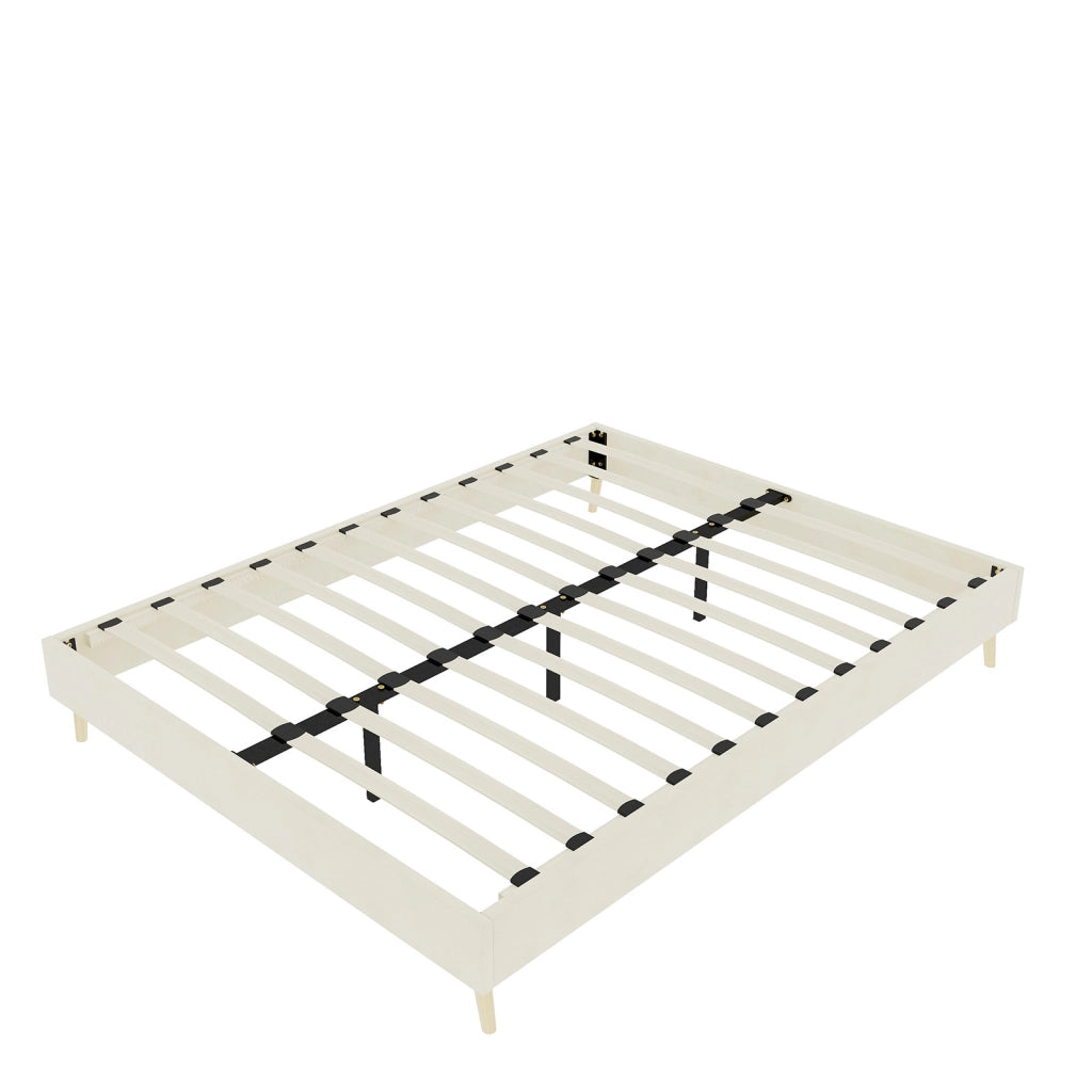 letto moderno in tessuto e metallo beige 140 x 200 cm