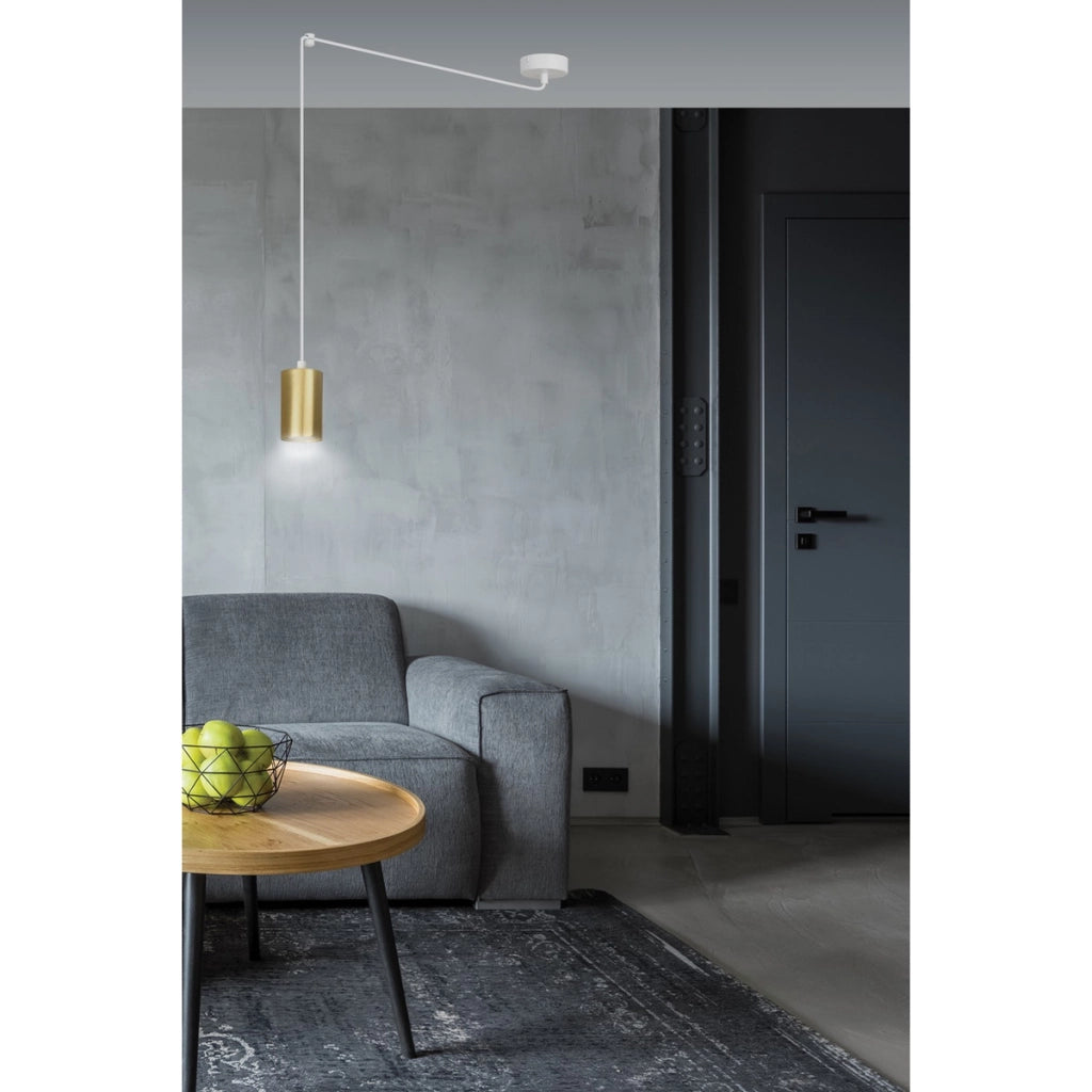 Lampada a sospensione TRAKER in acciaio bianco e oro