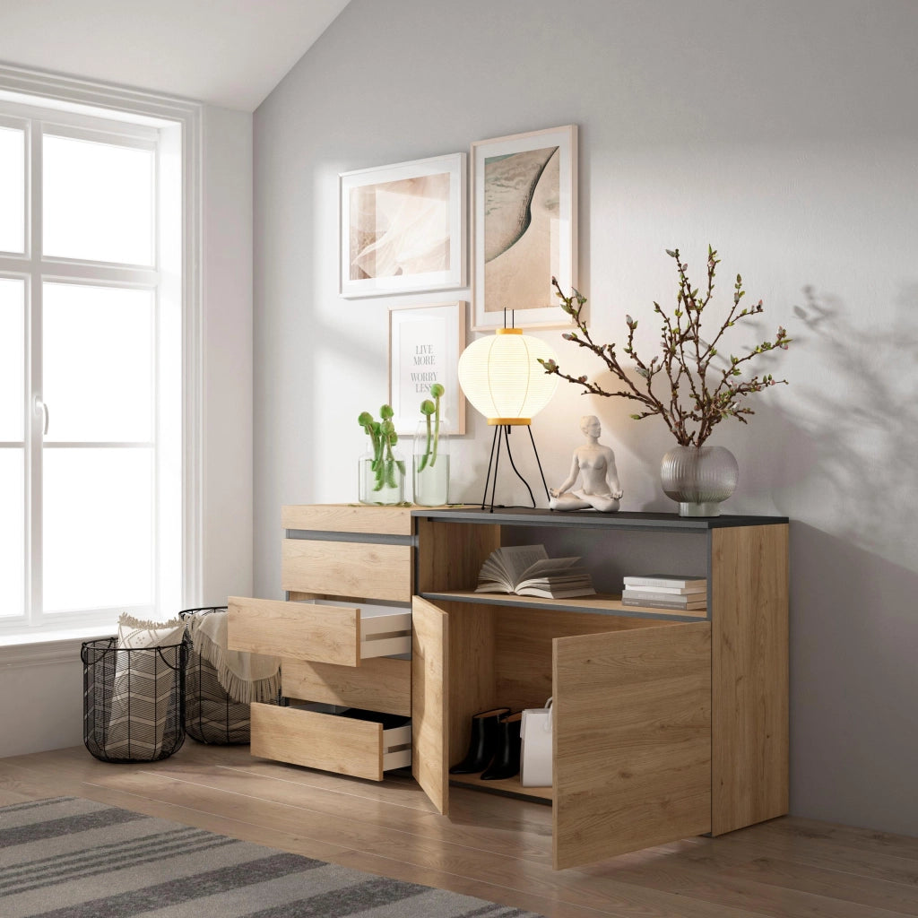 Cassettiera, 157x35x75cm, Camera da letto, Con Stoccaggio, colore Rovere RF3433